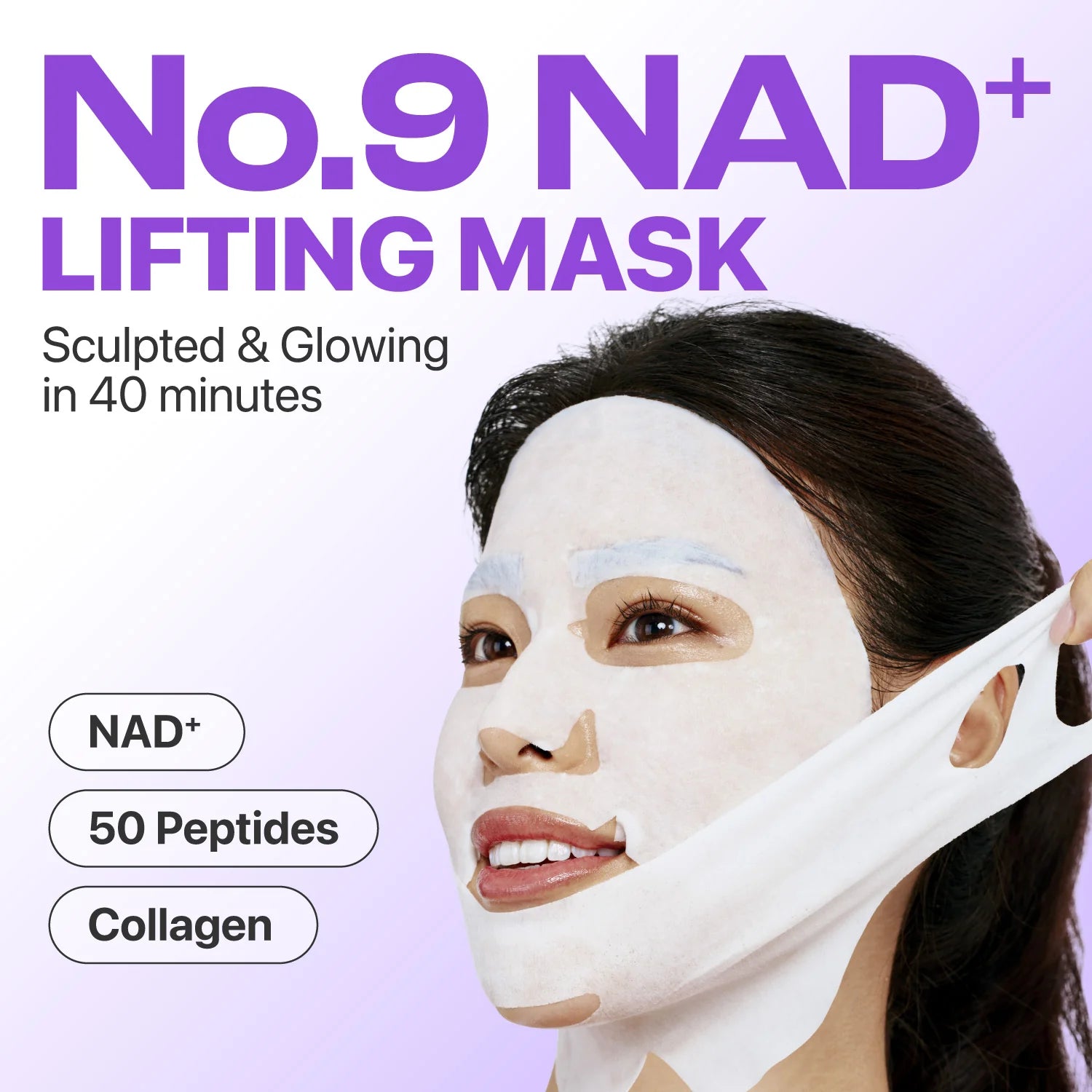 Numbuzin – No. 9 NAD+ BIO Lifting-sil Full Face Mask Set, 4 pieces - K-Beauty Studio