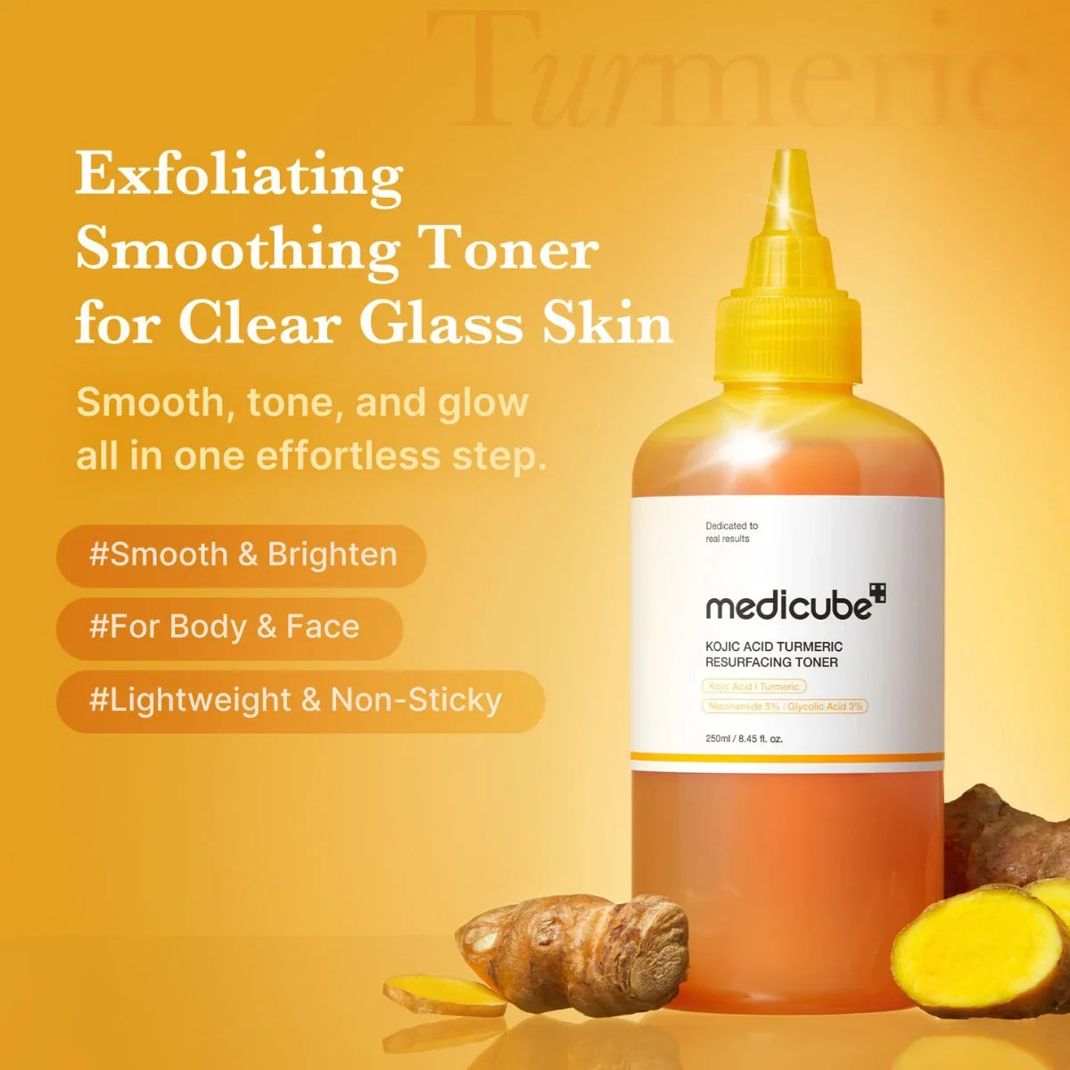 Medicube – Kojic Acid Turmeric Resurfacing Toner - 250ml