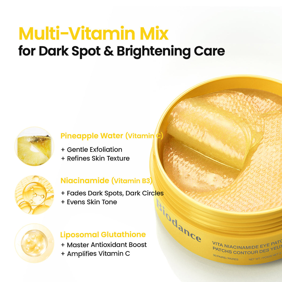 Biodance – Vita Niacinamide Eye Patches (30 pairs / 60 pads)